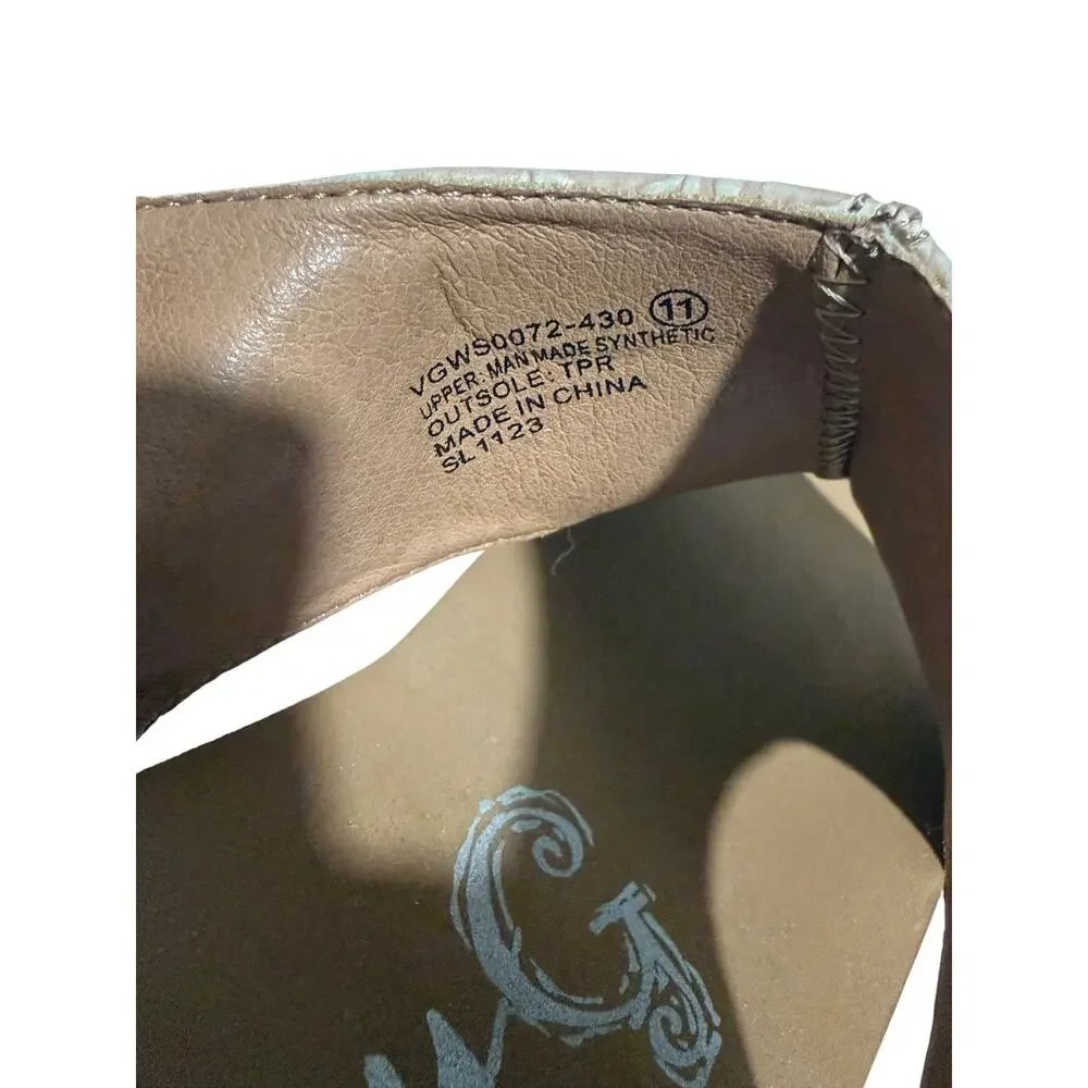 VERY G Isabella Tooled Wedge Sandal - Nude Size 11 Box Included